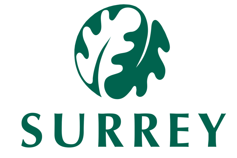 Green leaf logo with Surrey beneath