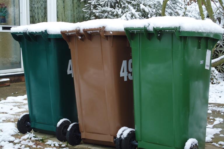 Bins in the snow
